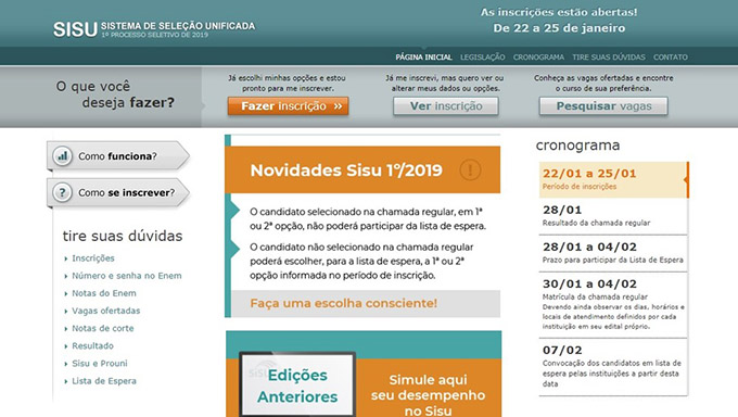   Os estudantes que acessaram a página do Sistema de Seleção Unificada (Sisu) na tarde desta terça-feira (22) já puderam ver as notas de corte de cada curso