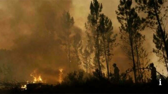   Bombeiros abrem estradas para combater o fogo na Serra de Portalegre