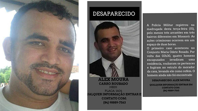   Alex Moura está sendo procurado pelos familiares desde terça-feira (15) passado