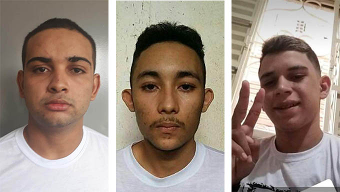   Allison, Nagdiel e Airton que tombaram mortos em confronto com a PM no Santa Delmira, na madrugada desta quarta-feira, dia 23