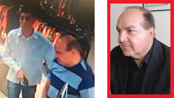   Assaltante identificado por Ureia, de camisa branca, e o coronel Nunes, dentro da loja no bairro Cidade Alta, em Natal