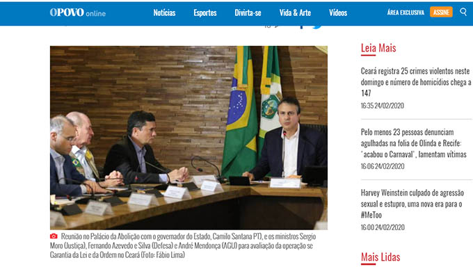   Governador Camilo Santana disse: “Agradeço o apoio do Governo Federal neste momento. Reafirmou que continuarei apoiando e valorizando nossos policiais que cumprem com suas obrigações e honram a farda que vestem”