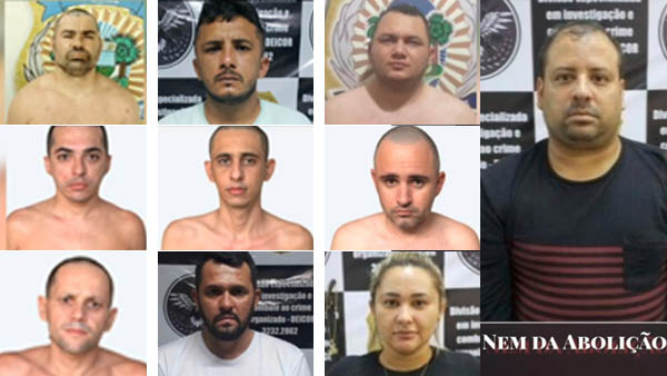   A 8ª fase da Operação “1814” foi deflagrada nesta quinta-feira (25), com o objetivo de desarticular uma Organização Criminosa especializada em tráfico de drogas, roubo a bancos e ataques a carros-fortes, todos ligados a uma facção criminosa. O mossoroense Carlos Alexandre Martins Salviano, o “Nem do Abolição”, considerado um dos maiores traficantes internacionais, já cumpre sentença por vários outros crimes, desde fevereiro de 2020, quando foi preso pela PRF, tentando fugir do estado. Um mandado também foi cumprido contra a esposa dele, Fernanda Belarmino da Silva, e contra o irmão da Prefeita de João Dias, José Romeu Jácome, ambos também já presos; veja quem são e os nomes dos demais.