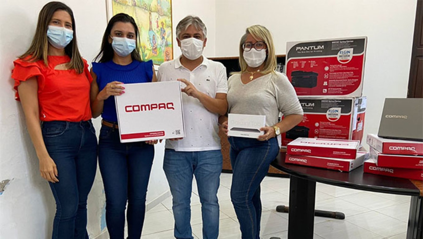 Imagem 1 -  O investimento foi da ordem de R$ 135.785, com recursos oriundos do Ministério da Saúde, na compra de 7 computadores, 20 notebooks, 5 tablets, 4 impressoras jato de tinta e 15 impressoras multifuncionais que vão agilizar o trabalho de saúde na cidade e também na zona rural