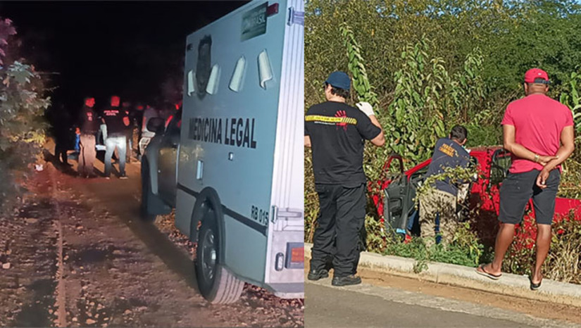 Imagem 1 -  Em Mossoró, as vítimas são: Guido Robson de Lima Moura, de 28 anos, e Mikael Magnos da Silva Machado, de 30 anos, residentes em Upanema-RN. Este último é preso de justiça. Em Baraúna, a vítima é conhecida por Ivanilson da Agrosafra. 