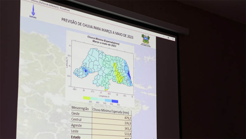 Imagem 1 - Emparn prevê média mínima de 479,2 mm de chuvas entre março e maio de 2023 no Oeste do RN. No estado como um todo, a Empresa de Pesquisa Agropecuária do Rio Grande do Norte (Emparn) prevê chuvas com volumes na categoria normal a acima do normal durante o o período. Os dados foram divulgados na manhã desta terça-feira (28). A previsão foi elaborada pelos especialistas com base nas análises de alguns elementos, principalmente, das condições oceânicas, com a ocorrência do fenômeno La Ñina (esfriamento das águas no Pacífico), resfriamento das águas do Atlântico Norte e aquecimento das águas superficiais no Atlântico sul, devem favorecer a atuação da Zona de Convergência Intertropical (ZCIT) no território potiguar- principal sistema meteorológico que favorece a ocorrência de chuvas no Nordeste do Brasil. Imagem 1 - Emparn prevê média mínima de 479,2 mm de chuvas entre março e maio de 2023 no Oeste do RN. No estado como um todo, a Empresa de Pesquisa Agropecuária do Rio Grande do Norte (Emparn) prevê chuvas com volumes na categoria normal a acima do normal durante o o período. Os dados foram divulgados na manhã desta terça-feira (28). A previsão foi elaborada pelos especialistas com base nas análises de alguns elementos, principalmente, das condições oceânicas, com a ocorrência do fenômeno La Ñina (esfriamento das águas no Pacífico), resfriamento das águas do Atlântico Norte e aquecimento das águas superficiais no Atlântico sul, devem favorecer a atuação da Zona de Convergência Intertropical (ZCIT) no território potiguar- principal sistema meteorológico que favorece a ocorrência de chuvas no Nordeste do Brasil.