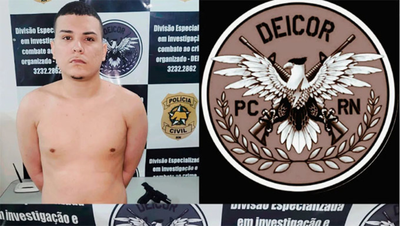 Imagem 1 - Francisco Arielisson Rodrigues de Souza, o Pena, de 24 anos, é investigado por 3 homicídios, tráfico de drogas, porte ilegal de arma de fogo, receptação e organização criminosa. Além de ter 04 mandados de prisão em aberto, sendo 3 por homicídio e 1 por porte ilegal, o PEMA não comparecia há mais de 08 meses para assinar junto ao estabelecimento prisional onde cumprira pena por tráfico de drogas e associação ao tráfico, tendo sido declarado evadido e terá outro mandado de prisão em seu desfavor. Imagem 1 - Francisco Arielisson Rodrigues de Souza, o Pena, de 24 anos, é investigado por 3 homicídios, tráfico de drogas, porte ilegal de arma de fogo, receptação e organização criminosa. Além de ter 04 mandados de prisão em aberto, sendo 3 por homicídio e 1 por porte ilegal, o PEMA não comparecia há mais de 08 meses para assinar junto ao estabelecimento prisional onde cumprira pena por tráfico de drogas e associação ao tráfico, tendo sido declarado evadido e terá outro mandado de prisão em seu desfavor.