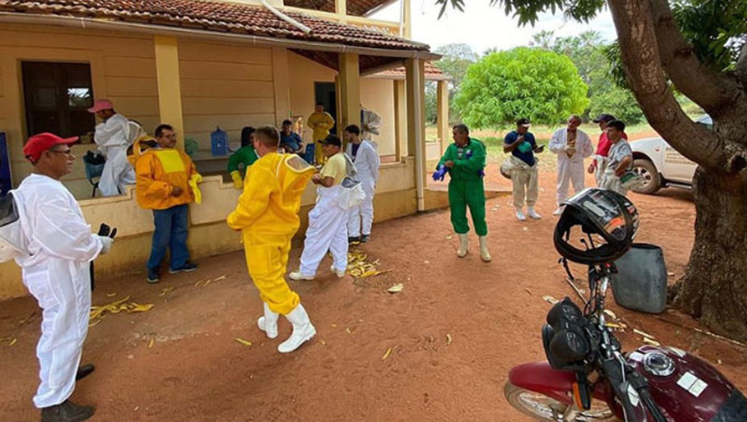 Imagem 1 - O Curso de Apicultura teve aulas práticas no Campus Central da UFERSA e as aulas práticas na Fazenda de pesquisa da Instituição, em Alagoinhas. Ao todo, 20 agricultores receberam transporte e alimentação para fazer o curso com os professores pesquisadores da UFERSA. Imagem 1 - O Curso de Apicultura teve aulas práticas no Campus Central da UFERSA e as aulas práticas na Fazenda de pesquisa da Instituição, em Alagoinhas. Ao todo, 20 agricultores receberam transporte e alimentação para fazer o curso com os professores pesquisadores da UFERSA.