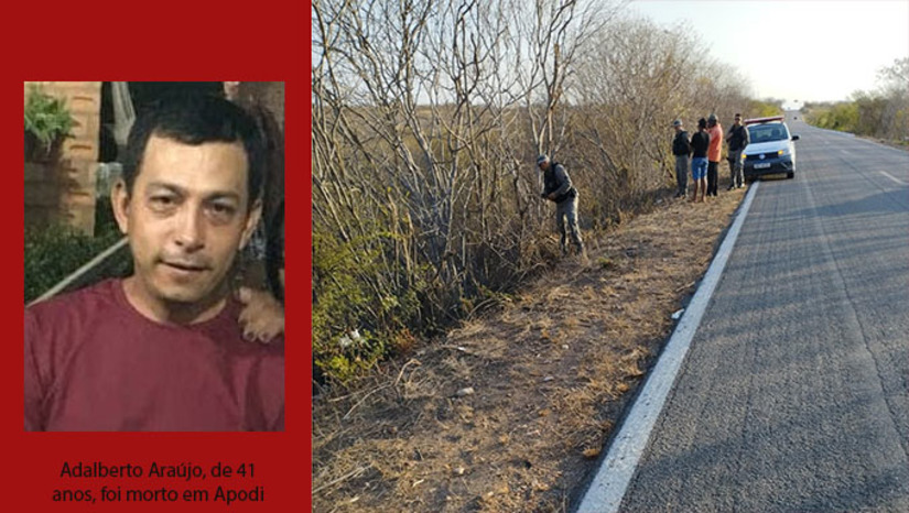 Imagem 1 - A vítima do assassinato foi Adalberto de Lima Araújo, de 41 anos, no bairro Bacurau, neste sábado, 14, na cidade de Apodi-RN. Neste caso, o corpo foi removido para exames em Mossoró. A segunda vítima identificada até agora por Jeandro, de Taboleiro Grande. Ele sofreu acidente na BR 405 e morreu. O amigo dele, de nome Wesley, foi socorrido para Pau dos Ferros. O corpo de Jeandro foi removido para exames em Pau dos Ferros. Imagem 1 - A vítima do assassinato foi Adalberto de Lima Araújo, de 41 anos, no bairro Bacurau, neste sábado, 14, na cidade de Apodi-RN. Neste caso, o corpo foi removido para exames em Mossoró. A segunda vítima identificada até agora por Jeandro, de Taboleiro Grande. Ele sofreu acidente na BR 405 e morreu. O amigo dele, de nome Wesley, foi socorrido para Pau dos Ferros. O corpo de Jeandro foi removido para exames em Pau dos Ferros.