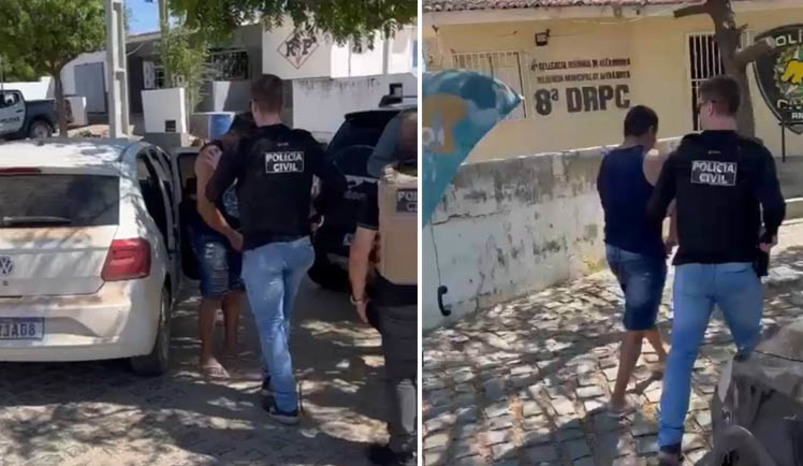Imagem 1 -  Músico acusado de estupro de vulnerável em cidade paraibana é preso na zona rural de Alexandria/RN. A prisão do acusado, um homem de 47 anos, identificado apenas pelas iniciais P.C.J, aconteceu por volta das 13h desta segunda-feira (30), no sítio Cachoeira, zona rural da cidade de Alexandria/RN, onde ele residia atualmente. Foragido da justiça paraibana, ele é acusado do cometimento de um crime de estupro de vulnerável na cidade do Lastro/PB e também já possui uma condenação a uma pena de 10 anos de reclusão, por outro crime de estupro de mesma natureza. A operação integrada que resultou na prisão contou com a participação de uma equipe de policiais do GTE de Sousa/PB, policiais civis de  Pombal/PB e policiais  civis da 77ª DP de Luís Gomes/RN. 