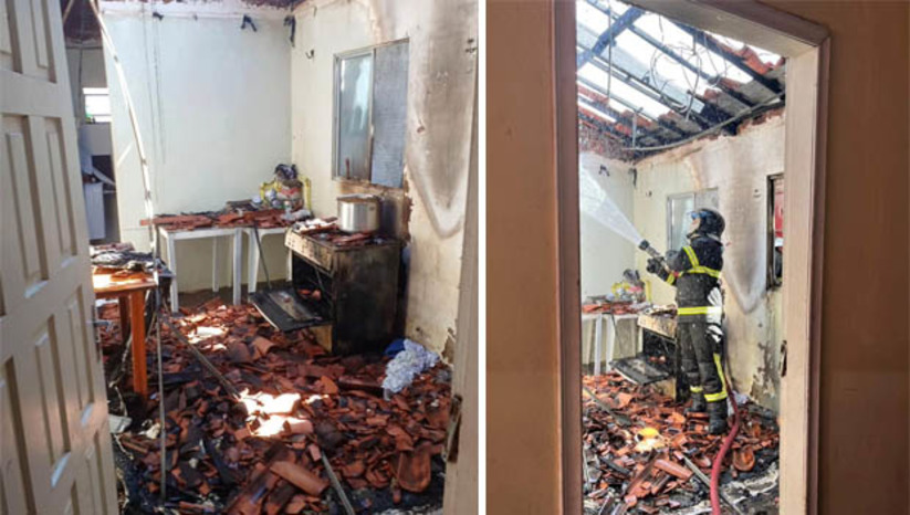 Imagem 1 - Vazamento de gás provoca incêndio e destrói residência no Abolição V. O caso aconteceu na tarde desta terça-feira (5), em uma residência localizada em frente à praça do conjunto Monsenhor Américo Simonetti, mais conhecido como Abolição V, em Mossoró. O incêndio ocorreu durante uma troca de botijão de gás. O morador, contou ao corpo de bombeiros que acredita que vazou gás pela mangueira, provocando uma labareda de fogo. Ele afirmou que chegou a tentar conter as chamas, mas o fogo se espalhou rapidamente pelo local. Imagem 1 - Vazamento de gás provoca incêndio e destrói residência no Abolição V. O caso aconteceu na tarde desta terça-feira (5), em uma residência localizada em frente à praça do conjunto Monsenhor Américo Simonetti, mais conhecido como Abolição V, em Mossoró. O incêndio ocorreu durante uma troca de botijão de gás. O morador, contou ao corpo de bombeiros que acredita que vazou gás pela mangueira, provocando uma labareda de fogo. Ele afirmou que chegou a tentar conter as chamas, mas o fogo se espalhou rapidamente pelo local.