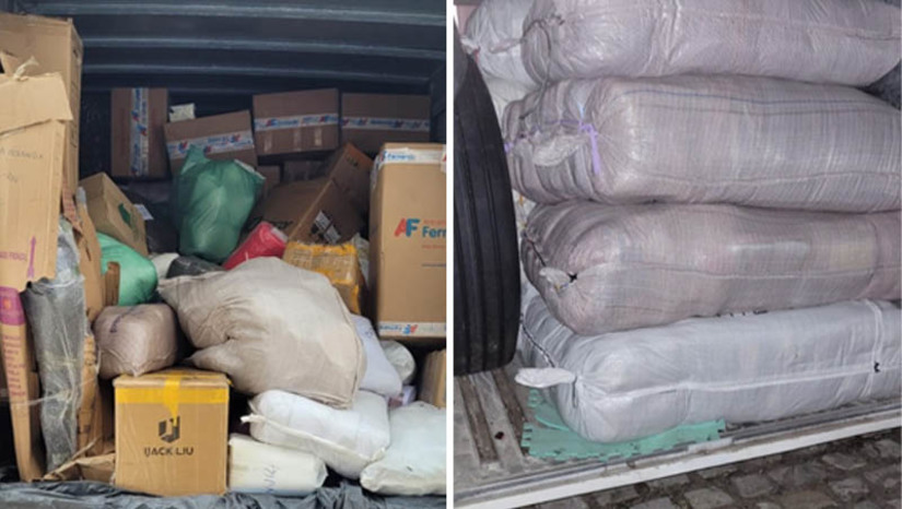 Imagem 1 - Operação Divisas autua mais de R$ 1,35 milhão em cargas ilegais no RN. A operação foi realizada em uma parceria entre a Sefaz e a PRF. Aproximadamente 80% do material apreendido eram artigos de confecção, transportados sem documentação fiscal. A operação foi deflagrada em pontos estratégicos, onde há grande fluxo de veículos de cargas, como a BR-101, que é o principal corredor de entrada de mercadorias no estado, mas também, em rodovias alternativas, que costumam ser utilizadas pelos praticantes desse ato criminoso para driblar as fiscalizações. Imagem 1 - Operação Divisas autua mais de R$ 1,35 milhão em cargas ilegais no RN. A operação foi realizada em uma parceria entre a Sefaz e a PRF. Aproximadamente 80% do material apreendido eram artigos de confecção, transportados sem documentação fiscal. A operação foi deflagrada em pontos estratégicos, onde há grande fluxo de veículos de cargas, como a BR-101, que é o principal corredor de entrada de mercadorias no estado, mas também, em rodovias alternativas, que costumam ser utilizadas pelos praticantes desse ato criminoso para driblar as fiscalizações.