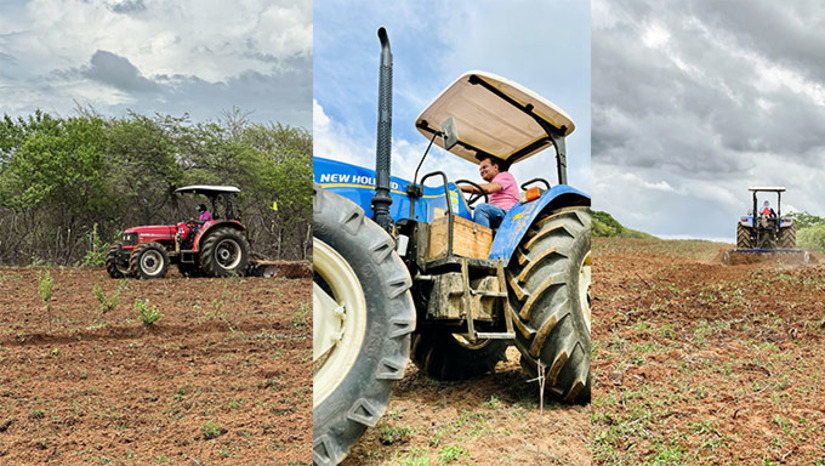 Imagem 1 -  Segundo o prefeito Raimundo Pezão, os benefícios estão sendo direcionados ao homem do campo de Umarizal, através de parceria com o Governo do Estado. Ao todo, 1.500 pequenos agricultores de 30 comunidades, estão recebendo o preparo da terra desde o dia 24 de fevereiro e deve concluído neste dia 10.  Tão logo está sendo concluído o corte da terra, os agricultores estão iniciando o plantio do feijão, milhõ e sorgo, para aproveitar a temporada chuvas boas.