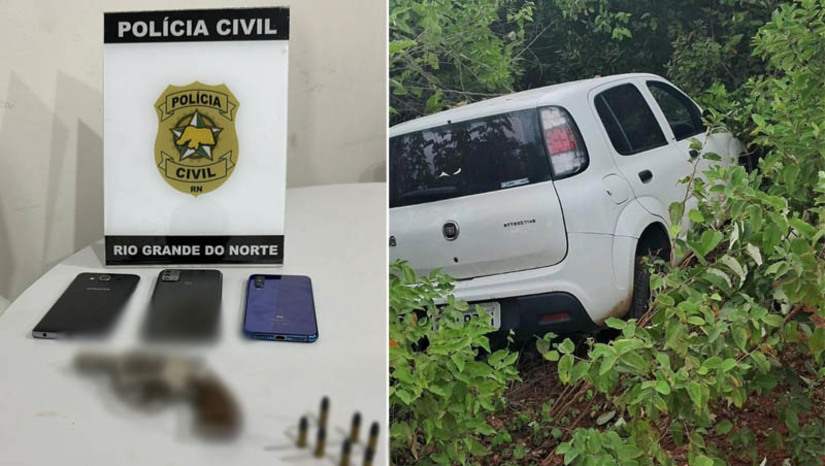 Imagem 1 - A prisão aconteceu nesta terça-feira (4). De acordo com a polícia civil, na noite desta segunda-feira (3), três homens encapuzados invadiram duas residências, no Rincão, mantendo os moradores em cárcere privado, subtraindo diversos objetos de valor, além de um veículo que foi abandonado após o crime. A equipe da DEFUR foi rapidamente acionada, iniciando uma série de diligências ininterruptas para localizar os suspeitos. Nesta terça, um deles, um homem de 24 anos, acabou sendo preso em flagrante, com alguns objetos das vítimas, além de uma arma usada no arrastão. Imagem 1 - A prisão aconteceu nesta terça-feira (4). De acordo com a polícia civil, na noite desta segunda-feira (3), três homens encapuzados invadiram duas residências, no Rincão, mantendo os moradores em cárcere privado, subtraindo diversos objetos de valor, além de um veículo que foi abandonado após o crime. A equipe da DEFUR foi rapidamente acionada, iniciando uma série de diligências ininterruptas para localizar os suspeitos. Nesta terça, um deles, um homem de 24 anos, acabou sendo preso em flagrante, com alguns objetos das vítimas, além de uma arma usada no arrastão.