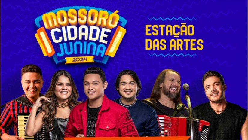 Imagem 1 -  Confira a programação desta sexta-feira (7) nos polos do “Mossoró Cidade Junina”. Na noite de hoje a festa continua no São João de Mossoró. Tem forró, recital, poesia, quadrilha junina e muita cultura popular nos polos Estação das Artes, Poeta Antônio Francisco, Circo do Forró, Cidadela e na Arena Deodete Dias. O espetáculo ‘Chuva de Bala no País de Mossoró’ também será exibido no adro da Capela de São Vicente. Para quem vai curtir os shows no polo principal, a sexta terá apresentações de Alex do Acordeon (20h), Bonde do Brasil (21h30), Dorgival Dantas (23h30) e Wesley Safadão (1h30).