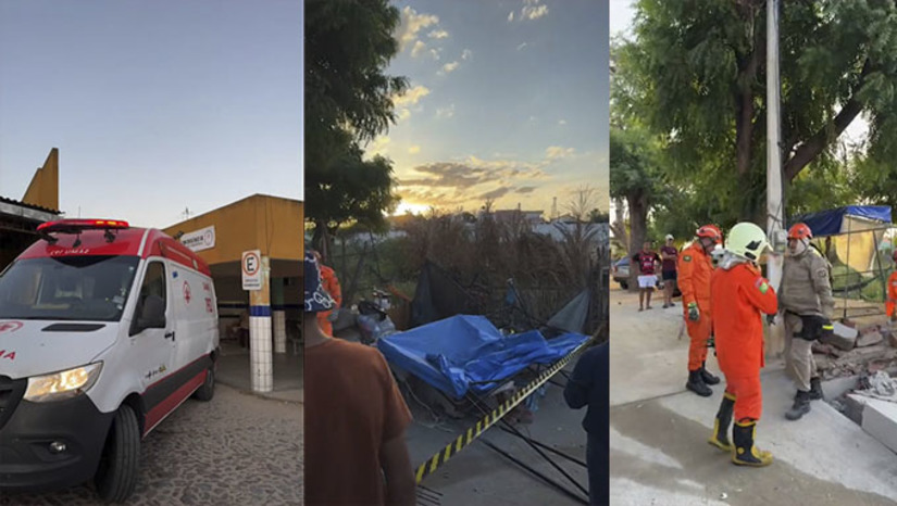 Imagem 1 - Acidente aconteceu no final da tarde desta sexta-feira, 4, na cidade do Canindé, onde o aposentado Francisco Rodrigues de Paiva, conhecido por Canindé, de 71 anos, havia levado os netos, um de 3 e outro de 7, residentes no Forno Velho, em Mossoró, para a romaria de São Francisco, na cidade de Canindé, no Estado do Ceará. As três vítimas estavam numa barraca de camelô quando um muro foi derrubado por um ônibus em cima deles. O sobrevivente de sete anos foi socorrido para Fortaleza. O motorista do ônibus foi conduzido para prestar esclarecimentos na delegacia local. Imagem 1 - Acidente aconteceu no final da tarde desta sexta-feira, 4, na cidade do Canindé, onde o aposentado Francisco Rodrigues de Paiva, conhecido por Canindé, de 71 anos, havia levado os netos, um de 3 e outro de 7, residentes no Forno Velho, em Mossoró, para a romaria de São Francisco, na cidade de Canindé, no Estado do Ceará. As três vítimas estavam numa barraca de camelô quando um muro foi derrubado por um ônibus em cima deles. O sobrevivente de sete anos foi socorrido para Fortaleza. O motorista do ônibus foi conduzido para prestar esclarecimentos na delegacia local.