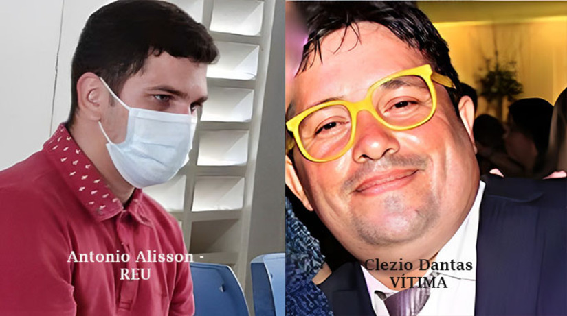 Imagem 1 - A vítima Clézio Saraiva (óculos) estava cochilando numa rede no quintal de caa, aguardando a caixa d’água encher, quando foi atacado. O réu Antônio Alisson (máscara) pulou o muro, jogou combustível em Clézio e ateou fogo. A Polícia Civil apurou que Alison estava em surto e acreditava que Clézio estava atacando a filha imaginária dele. O julgamento deve começar às 9 horas, com a presidência da juíza Welma Menezes. A promotora de Justiça Flávia Queiroz vai expor os fatos aos jurados e os advogados José Nilson e Abrão Dutra vão atuar na defesa do réu. Imagem 1 - A vítima Clézio Saraiva (óculos) estava cochilando numa rede no quintal de caa, aguardando a caixa d’água encher, quando foi atacado. O réu Antônio Alisson (máscara) pulou o muro, jogou combustível em Clézio e ateou fogo. A Polícia Civil apurou que Alison estava em surto e acreditava que Clézio estava atacando a filha imaginária dele. O julgamento deve começar às 9 horas, com a presidência da juíza Welma Menezes. A promotora de Justiça Flávia Queiroz vai expor os fatos aos jurados e os advogados José Nilson e Abrão Dutra vão atuar na defesa do réu.