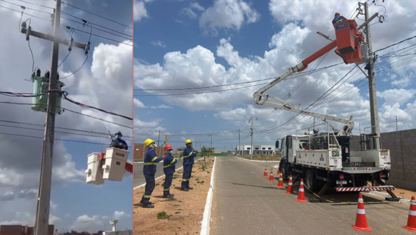 Imagem 1 - Trabalho está concentrado na região oeste da cidade, alcançando os bairros Nova Betânia e Bela Vista, onde tem sido muito frequente as quedas de energia e também de oscilações na força elétrica, o que danifica os aparelhos eletrônicos. Além de correções na rede elétrica, a COSERN informa que iniciou esta semana a lavagem dos postes para evitar curto circuito. Imagem 1 - Trabalho está concentrado na região oeste da cidade, alcançando os bairros Nova Betânia e Bela Vista, onde tem sido muito frequente as quedas de energia e também de oscilações na força elétrica, o que danifica os aparelhos eletrônicos. Além de correções na rede elétrica, a COSERN informa que iniciou esta semana a lavagem dos postes para evitar curto circuito.