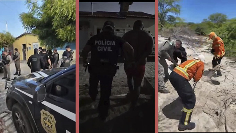 Imagem 1 - Com a ausência da Polícia, os membros desta facção se travestiam de “justiceiros” no município de Porto do Mangue. Em um dos casos que deveria ter sido resolvido pela Polícia, mataram uma pessoa conhecida por Leonardo e enterraram o corpo nas dunas. Nesta quinta-feira, dia 30 de janeiro de 2025, a Polícia civil, como apoio da Polícia Militar, prendeu dois suspeitos, encontrou o corpo da vítima nas dunas e está em diligências para prender outros três investigados. Imagem 1 - Com a ausência da Polícia, os membros desta facção se travestiam de “justiceiros” no município de Porto do Mangue. Em um dos casos que deveria ter sido resolvido pela Polícia, mataram uma pessoa conhecida por Leonardo e enterraram o corpo nas dunas. Nesta quinta-feira, dia 30 de janeiro de 2025, a Polícia civil, como apoio da Polícia Militar, prendeu dois suspeitos, encontrou o corpo da vítima nas dunas e está em diligências para prender outros três investigados.