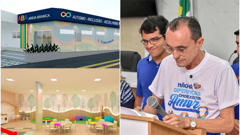 Imagem 1 - O anúncio foi feito durante solenidade na Câmara Municipal de Areia Branca, na manhã desta quarta-feira (2). “Reforçamos o nosso compromisso com a inclusão com ações efetivas, colocando em prática projetos que irão fazer a diferença em nossa cidade, como a unidade de terapia ABA, um serviço que é de difícil acesso até mesmo na rede privada de saúde, mas que em Areia Branca estará à disposição das famílias atípicas de forma 100% gratuita”, pontuou o prefeito. Imagem 1 - O anúncio foi feito durante solenidade na Câmara Municipal de Areia Branca, na manhã desta quarta-feira (2). “Reforçamos o nosso compromisso com a inclusão com ações efetivas, colocando em prática projetos que irão fazer a diferença em nossa cidade, como a unidade de terapia ABA, um serviço que é de difícil acesso até mesmo na rede privada de saúde, mas que em Areia Branca estará à disposição das famílias atípicas de forma 100% gratuita”, pontuou o prefeito.