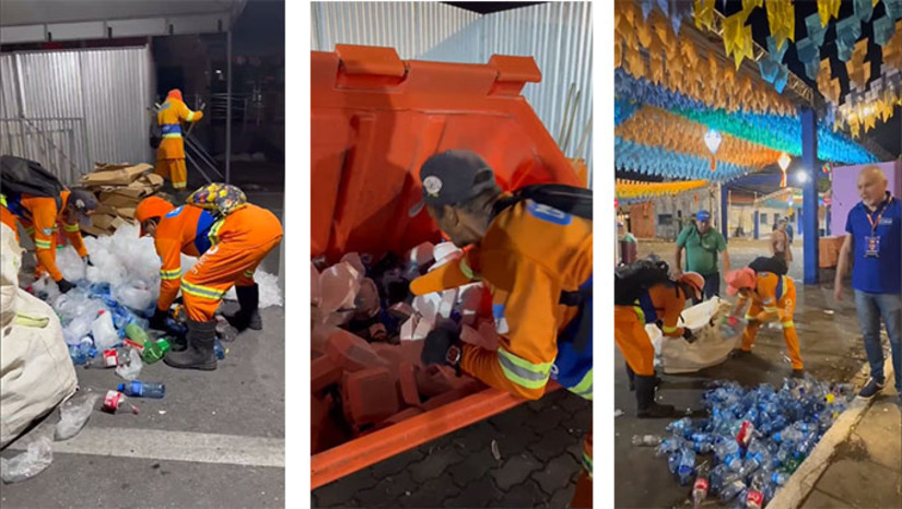 Imagem 1 - Secretário Miguel Rogério, da pasta de Serviços Urbanos da Prefeitura de Mossoró, passou a reforçar o trabalho de coletiva seletiva de lixo nos polos do MCJ 2025, após perceber que 90% do lixo deixado nas festas era reciclável. Ao retirar uma parte do reciclável, a quantidade e lixo levada ao lixão reduziu de 10 para cerca de 5 toneladas ao dia. Imagem 1 - Secretário Miguel Rogério, da pasta de Serviços Urbanos da Prefeitura de Mossoró, passou a reforçar o trabalho de coletiva seletiva de lixo nos polos do MCJ 2025, após perceber que 90% do lixo deixado nas festas era reciclável. Ao retirar uma parte do reciclável, a quantidade e lixo levada ao lixão reduziu de 10 para cerca de 5 toneladas ao dia.