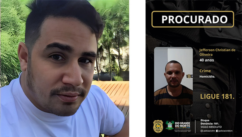 Imagem 1 - Jefferson Christian de Oliveira, de 42 anos, vigia, que está foragido, matou o empresário Alcides do Brilho e tentou contra a vida de Brenda Monielle, esposa de Alcides, no início da noite do dia 17 de março de 2024, em frente a casa do casal no Bairro Belo Horizonte, em Mossoró-RN. O réu se apresentou na Policia, confessou os crimes e ficou em liberdade. Teve a prisão preventiva decretada pela Justiça e fugiu. A audiência de instrução e julgamento deve começar de 11 horas, com a presidência do juiz Vagnos Kelly. A Justiça trabalha com a perspectiva do caso será levado a Júri ainda em 2025. Imagem 1 - Jefferson Christian de Oliveira, de 42 anos, vigia, que está foragido, matou o empresário Alcides do Brilho e tentou contra a vida de Brenda Monielle, esposa de Alcides, no início da noite do dia 17 de março de 2024, em frente a casa do casal no Bairro Belo Horizonte, em Mossoró-RN. O réu se apresentou na Policia, confessou os crimes e ficou em liberdade. Teve a prisão preventiva decretada pela Justiça e fugiu. A audiência de instrução e julgamento deve começar de 11 horas, com a presidência do juiz Vagnos Kelly. A Justiça trabalha com a perspectiva do caso será levado a Júri ainda em 2025.