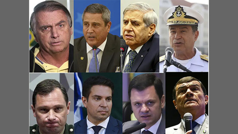  Por 4 votos a 1, os ministros condenaram o ex-presidente Jair Messias Bolsonaro e mais sete aliados pelos crimes de organização criminosa armada, tentativa de abolição violenta do Estado Democrático de Direito, golpe de Estado, dano qualificado pela violência e grave ameaça e deterioração de patrimônio tombado. Bolsonaro foi sentenciado a 27 anos e 3 meses de prisão em regime fechado. Veja as penas dos demais réus.