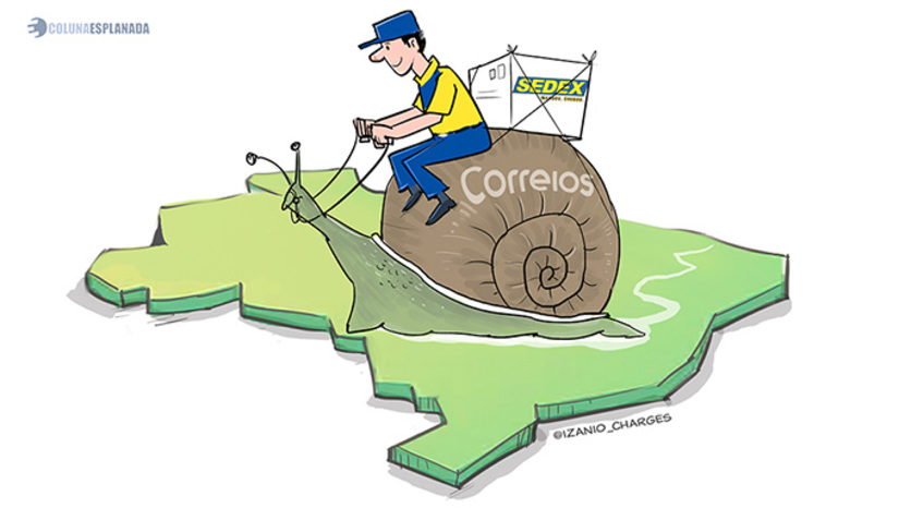   Os Correios continuam a malandragem de cobrar caro dos clientes, com promessa de entregar em dois a três dias, mas cortou boa parte dos contratos com as companhias aéreas parceiras. Mais um caso: Uma cidadã de Campo Largo (PR), colada em Curitiba, enviou dia 17 de novembro um Sedex para o interior de Minas. Pagou surreais R$ 123. Até ontem, 10 dias depois, nada. O status da encomenda estava em trânsito para BH. Veja mais na Coluna Esplanada