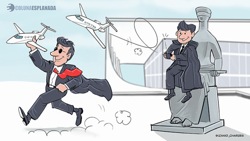   O país onde ministros da Suprema Corte se esbaldam em negócios além-tribunal é o mesmo em que os togados carecem de bom senso em decolagens nababescas. Eles não podem ver um jatinho que pulam dentro. Teori Zavascki (que Deus o tenha) morreu na queda de um bimotor num passeio com empresário que tem projeto de resort (sabe-se hoje, às voltas com a Justiça). Luís Barroso, que abdicou da poltrona, fez tour com amigos em jatos da FAB (num tour ficou com jato 3 dias em Mendoza, terra argentina dos bons vinhos, para uma palestra de 1h em 2024). Dias Toffoli foi a Lima, na final da Libertadores, em jato com advogado do Banco Master, cujo processo policial-judicial blindou sob seu gabinete. Veja mais na Coluna Esplanada