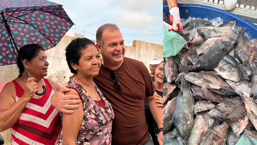   Entrega do Peixe aconteceu na manhã desta quarta-feira, dia 1º de abril de 2026, no Ginásio de Esportes Vilson Custódio, no bairro Lagoa Seca, que fica perto do Centro da cidade. Cada família recebeu 2 peixes e uma poção de polpa de fruta. A iniciativa, além de fortalecer a fé e o espírito de partilha característicos da Semana Santa, também se destacou pela organização e eficiência.