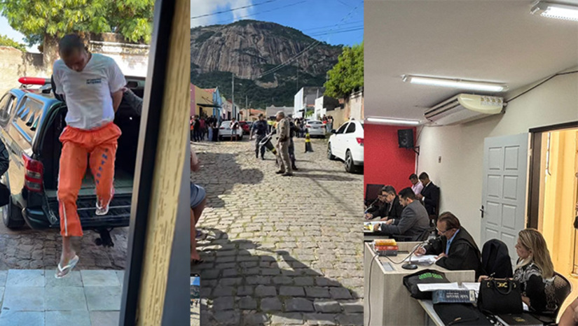 Imagem 1 -  Promotora de Justiça Érica Canuto e os advogados que atuaram na assistência de acusação Antônio Alcimar e Fábio Moura Junior vão recorrer da dosimetria da pena, com o objetivo de aumentar o tempo de condenação. O júri popular aconteceu no Fórum Municipal de Patu, sob a presidência do juiz Guilherme Melo Cortez. Os trabalhos comçaram de 9 horas e terminou já à noite. O réu saiu algemado para o cumrpimento da pena em regime fechado.