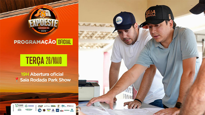 Imagem 1 - Evento será realizado de 26 a 31 de maio, no Saia Rodada Park Show, que se transforma no principal polo de negócios, genética animal, tradição e fortalecimento da agropecuária nordestina Este ano vai sediar a Exposição Brasileira da Raça Santa Inês e a Exposição Nordestina da Raça Boer. O prefeito Givago Barreto informa que está destinando R$ 135 mil em premiação, como meio de incentivo a participação dos criadores da região. “Estamos preparando uma Expoeste ainda maior, com eventos de nível nacional e nordestino”, destaca o prefeito Givago Barreto Imagem 1 - Evento será realizado de 26 a 31 de maio, no Saia Rodada Park Show, que se transforma no principal polo de negócios, genética animal, tradição e fortalecimento da agropecuária nordestina Este ano vai sediar a Exposição Brasileira da Raça Santa Inês e a Exposição Nordestina da Raça Boer. O prefeito Givago Barreto informa que está destinando R$ 135 mil em premiação, como meio de incentivo a participação dos criadores da região. “Estamos preparando uma Expoeste ainda maior, com eventos de nível nacional e nordestino”, destaca o prefeito Givago Barreto