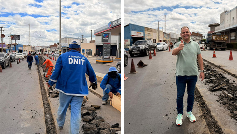 Imagem 1 - Prefeito Sabino Neto acompanha pessoalmente o andamento das obras, que visa melhorar a mobilidade urbana, que neste trecho tem o trânsito pesado da rodovia federal, e principalmente para reduzir os acidentes. “Essa é uma conquista construída com muito trabalho, parceria e compromisso com o nosso povo. Estamos acompanhando cada etapa de perto porque sabemos da importância dessa obra para a segurança e para a mobilidade da nossa cidade”, destacou o prefeito Sabino. Imagem 1 - Prefeito Sabino Neto acompanha pessoalmente o andamento das obras, que visa melhorar a mobilidade urbana, que neste trecho tem o trânsito pesado da rodovia federal, e principalmente para reduzir os acidentes. “Essa é uma conquista construída com muito trabalho, parceria e compromisso com o nosso povo. Estamos acompanhando cada etapa de perto porque sabemos da importância dessa obra para a segurança e para a mobilidade da nossa cidade”, destacou o prefeito Sabino.
