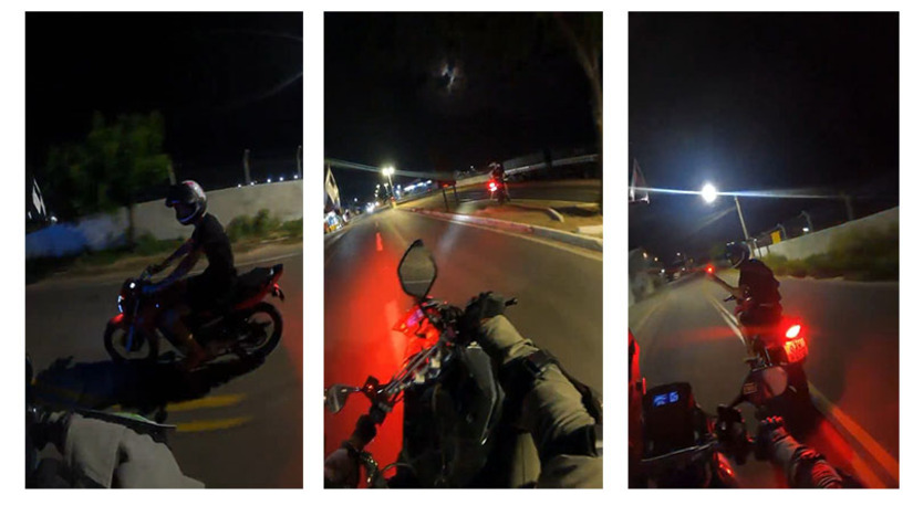   A ROCAM registrou em vídeo o momento em que um homem de 18 anos fazia manobras arriscadas e fugia da polícia na noite de quarta-feira (1º), no bairro Boa Vista, em Mossoró. O motociclista, que não tinha habilitação, desobedeceu à ordem de parada, subiu em canteiros e dirigiu na contramão até colidir de frente com um carro, ferindo o motorista.