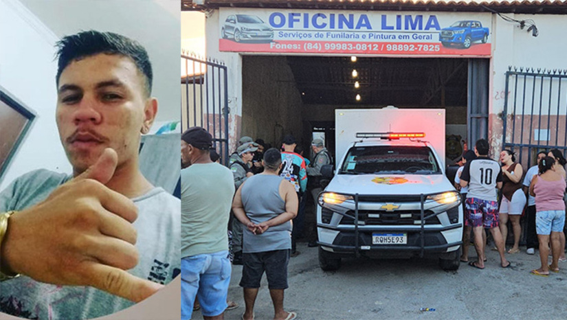   Ruan Carlos Fernandes, de 25 anos, estava no local de trabalho — a Oficina Lima — quando dois homens encapuzados, armados com pistolas, o executaram com mais de 20 tiros. O delegado Marcuse Cabral, que investiga o caso, vê semelhanças com a execução ocorrida na noite deste domingo (26), no bairro Santo Antônio, em Mossoró.