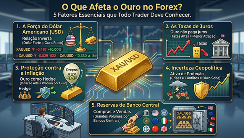   O que afeta o ouro no forex é uma questão que você encontrará com frequência em diversos fóruns de trading. Conhecer os motivos por trás das oscilações do preço do ouro pode ajudar você a tomar decisões mais informadas, identificar possíveis tendências de mercado e gerenciar melhor os riscos. Neste guia, vamos discutir os cinco principais fatores que podem influenciar os preços do ouro.